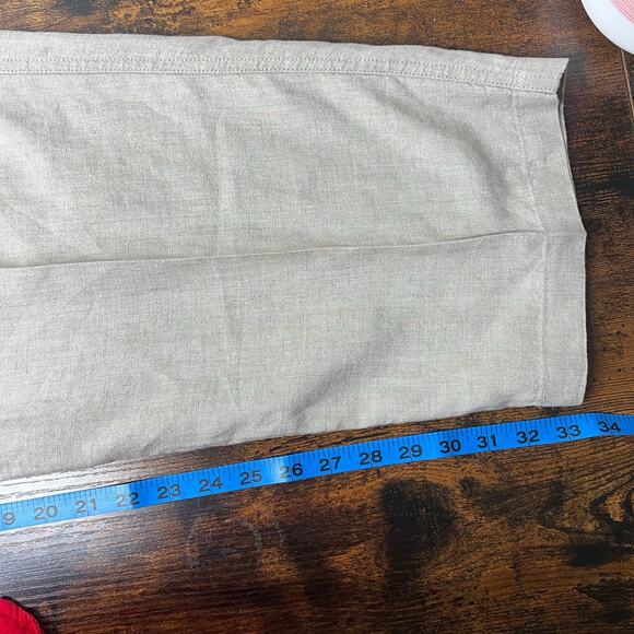 Tommy Bahama Women's Relax Tan 100% Linen Pants Large Button Zip Elastic Waist - Picture 12 of 12
